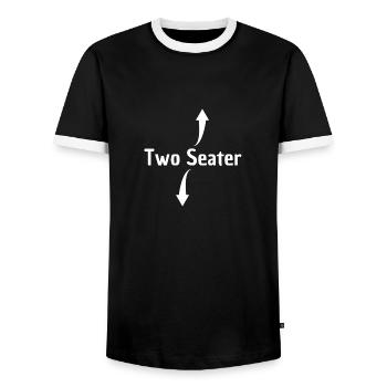 Two Seater - Men's Ringer Shirt - black/white - Front - AI Model Female 172 light (172cm) & AI Model Male 178 light (178cm)