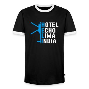Hélicoptère Hélicoptère Cadeau Pilote Heli - T-shirt contrasté Homme - noir/blanc - Devant - AI Model Female 172 light (172cm) & AI Model Male 178 light (178cm)