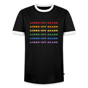 Liebe ist Alles - Männer Kontrast-T-Shirt - Schwarz/Weiß - Vorne - AI Model Female 172 light (172cm) & AI Model Male 178 light (178cm)