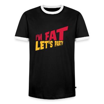 im fat lets party - Männer Kontrast-T-Shirt - Schwarz/Weiß - Vorne - AI Model Female 172 light (172cm) & AI Model Male 178 light (178cm)