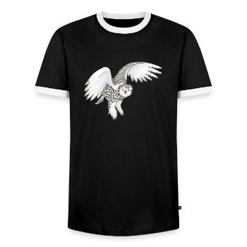 Harfang des neiges - T-shirt contrasté Homme - noir/blanc - Devant - AI Model Female 172 light (172cm) & AI Model Male 178 light (178cm)