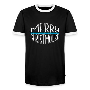 christmas dino bike moon christmas vacation humor - Männer Kontrast-T-Shirt - Schwarz/Weiß - Vorne - AI Model Female 172 light (172cm) & AI Model Male 178 light (178cm)