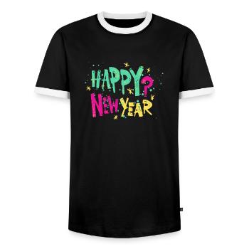 Happy New Year - Männer Kontrast-T-Shirt - Schwarz/Weiß - Vorne - AI Model Female 172 light (172cm) & AI Model Male 178 light (178cm)
