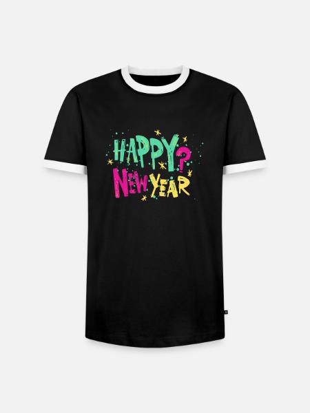 Happy New Year - Männer Kontrast-T-Shirt - Schwarz/Weiß
