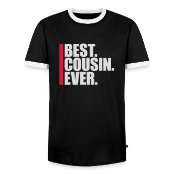 best cousin ever quote - Men's Ringer Shirt - black/white - Front - AI Model Female 172 light (172cm) & AI Model Male 178 light (178cm)