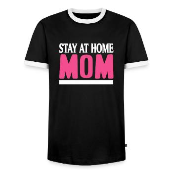 Stay At Home MOM Retro Working MOM T-Shirt - Men's Ringer Shirt - black/white - Front - AI Model Female 172 light (172cm) & AI Model Male 178 light (178cm)