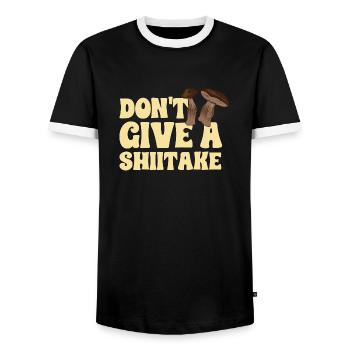 Mushroom picking Mushroom picking Mushrooms Foraging - Men's Ringer Shirt - black/white - Front - AI Model Female 172 light (172cm) & AI Model Male 178 light (178cm)