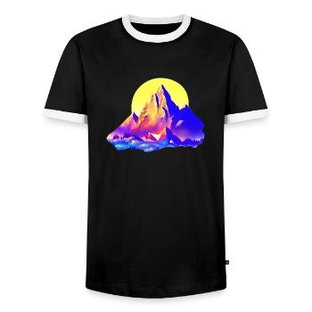 Mountain hiking Hike Mountain hikers Mountains Hiking - Men's Ringer Shirt - black/white - Front - AI Model Female 172 light (172cm) & AI Model Male 178 light (178cm)