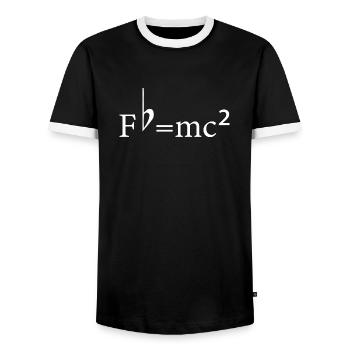 Fb = theory of relativity of musicians MC2 - Men's Ringer Shirt - black/white - Front - AI Model Female 172 light (172cm) & AI Model Male 178 light (178cm)