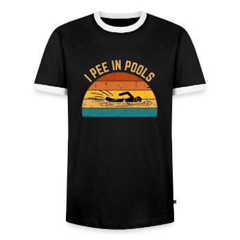 Je fais dans les piscines drôle je fais dans les piscines - T-shirt contrasté Homme - noir/blanc - Devant - AI Model Female 172 light (172cm) & AI Model Male 178 light (178cm)