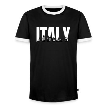 City of Italy - Men's Ringer Shirt - black/white - Front - AI Model Female 172 light (172cm) & AI Model Male 178 light (178cm)