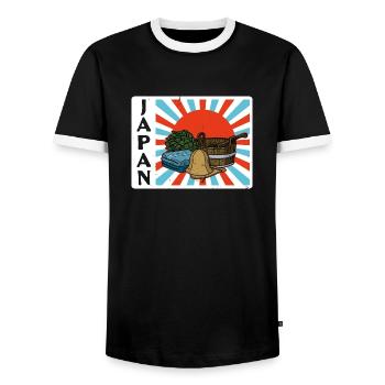 Japan Sauna Massage Banja Saunaclub Saunameister - Männer Kontrast-T-Shirt - Schwarz/Weiß - Vorne - AI Model Female 172 light (172cm) & AI Model Male 178 light (178cm)