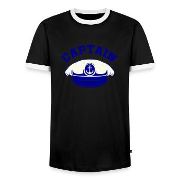 Casquette de marin Capitaine - T-shirt contrasté Homme - noir/blanc - Devant - AI Model Female 172 light (172cm) & AI Model Male 178 light (178cm)
