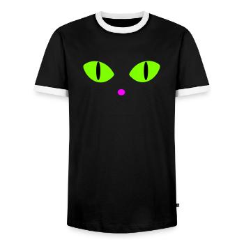 Green Cat's Eyes - Men's Ringer Shirt - black/white - Front - AI Model Female 172 light (172cm) & AI Model Male 178 light (178cm)