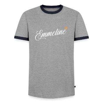 Emmeline Nom personnalisé pour Femmes, Enfants, Bambins - - T-shirt contrasté Homme - gris/marine  - Devant - AI Model Female 172 light (172cm) & AI Model Male 178 light (178cm)