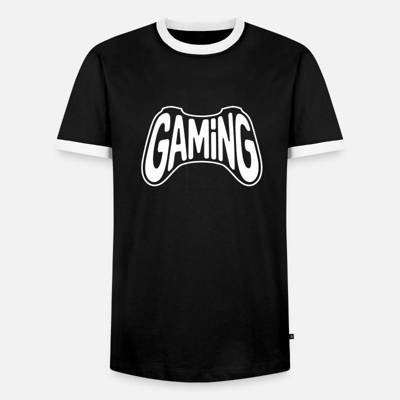 Gaming - Cooles Controller-Logo - Männer Kontrast-T-Shirt - Schwarz/Weiß