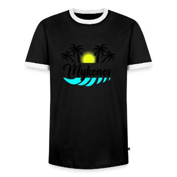 Mykonos - Men's Ringer Shirt - black/white - Front - AI Model Female 172 light (172cm) & AI Model Male 178 light (178cm)