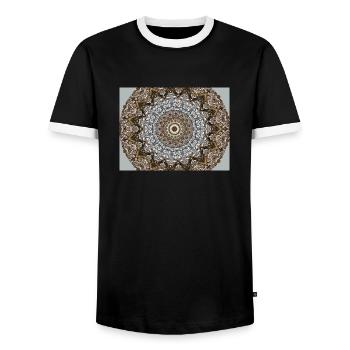 Bluehender tree kaleidoscopic effect - Men's Ringer Shirt - black/white - Front - AI Model Female 172 light (172cm) & AI Model Male 178 light (178cm)