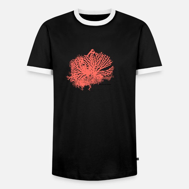 coral pattern - Men's Ringer Shirt - black/white