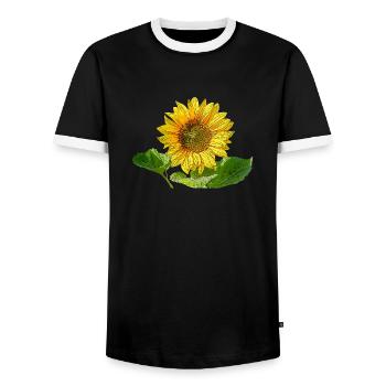 Sonnenblume - Männer Kontrast-T-Shirt - Schwarz/Weiß - Vorne - AI Model Female 172 light (172cm) & AI Model Male 178 light (178cm)