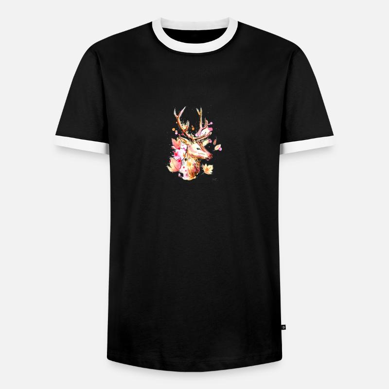 Reh mit Geweih - Männer Kontrast-T-Shirt - Schwarz/Weiß