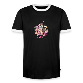 Chouette en automne 2 - T-shirt contrasté Homme - noir/blanc - Devant - AI Model Female 172 light (172cm) & AI Model Male 178 light (178cm)