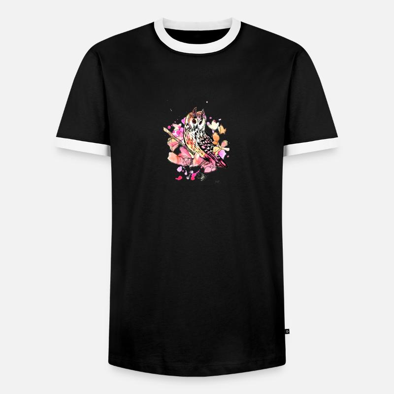 Eule im Herbst 2 - Männer Kontrast-T-Shirt - Schwarz/Weiß
