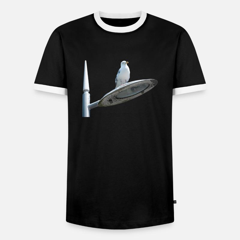 Seagull On A Lamp Post - Men's Ringer Shirt - black/white