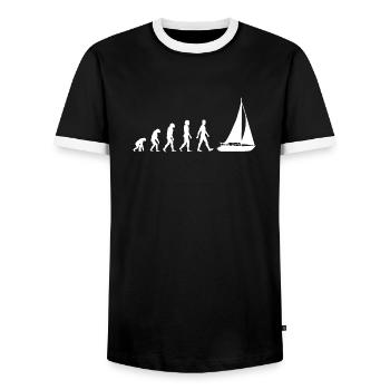 Segelboot Segler Evolution - Männer Kontrast-T-Shirt - Schwarz/Weiß - Vorne - AI Model Female 172 light (172cm) & AI Model Male 178 light (178cm)
