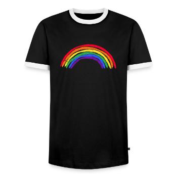 LGBT Amis Pride Droits Sentence Cadeau - T-shirt contrasté Homme - noir/blanc - Devant - AI Model Female 172 light (172cm) & AI Model Male 178 light (178cm)