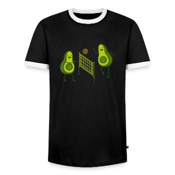 avocado volleyball - Men's Ringer Shirt - black/white - Front - AI Model Female 172 light (172cm) & AI Model Male 178 light (178cm)