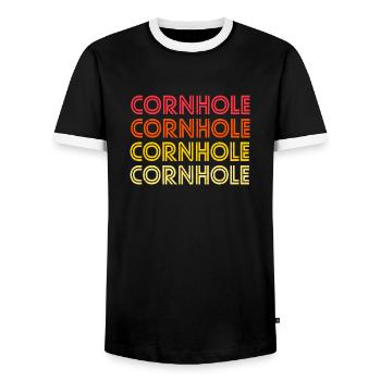Retro Cornhole Vintage Cornhole - Männer Kontrast-T-Shirt - Schwarz/Weiß - Vorne - AI Model Female 172 light (172cm) & AI Model Male 178 light (178cm)