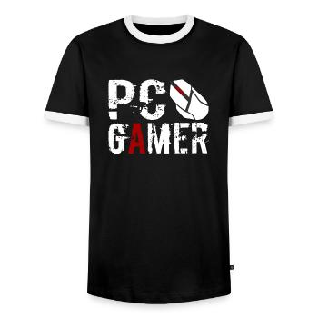 PC Gamer Maus Gaming Zocken - Männer Kontrast-T-Shirt - Schwarz/Weiß - Vorne - AI Model Female 172 light (172cm) & AI Model Male 178 light (178cm)
