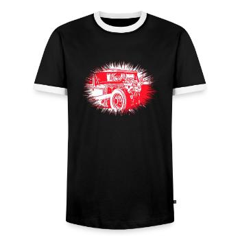 Voiture - T-shirt contrasté Homme - noir/blanc - Devant - AI Model Female 172 light (172cm) & AI Model Male 178 light (178cm)