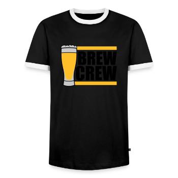 Beer Glass Brew Crew disant - T-shirt contrasté Homme - noir/blanc - Devant - AI Model Female 172 light (172cm) & AI Model Male 178 light (178cm)