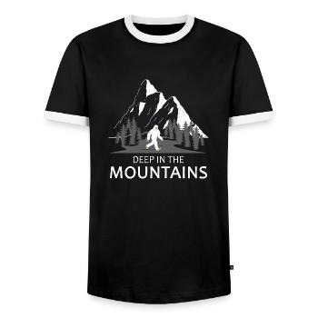 mountain hiking mountain-adventure alpin via ferrata - Men's Ringer Shirt - black/white - Front - AI Model Female 172 light (172cm) & AI Model Male 178 light (178cm)