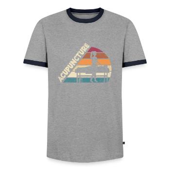 Acupuncturiste Acupuncture Silhouette - T-shirt contrasté Homme - gris/marine  - Devant - AI Model Female 172 light (172cm) & AI Model Male 178 light (178cm)