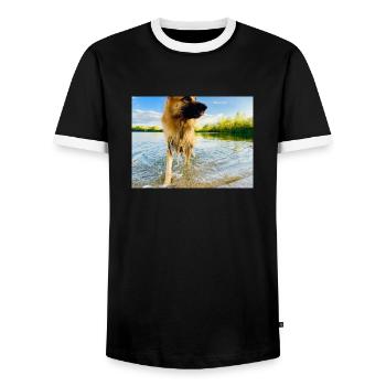 Altdeutscher Schäferhund - Männer Kontrast-T-Shirt - Schwarz/Weiß - Vorne - AI Model Female 172 light (172cm) & AI Model Male 178 light (178cm)