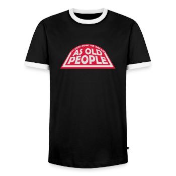 being old people age - Men's Ringer Shirt - black/white - Front - AI Model Female 172 light (172cm) & AI Model Male 178 light (178cm)