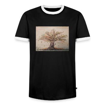 Herbst 2022 - Männer Kontrast-T-Shirt - Schwarz/Weiß - Vorne - AI Model Female 172 light (172cm) & AI Model Male 178 light (178cm)