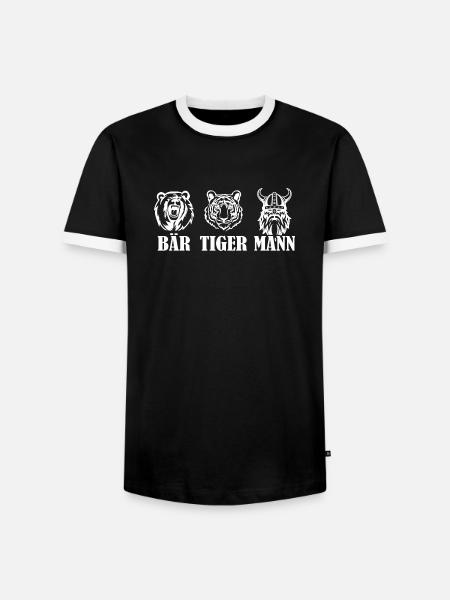Bär Tiger Mann - Bärte - Männer Kontrast-T-Shirt - Schwarz/Weiß