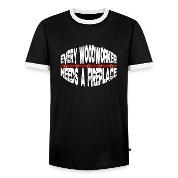 Carpenter Plumber Lumber Job - Men's Ringer Shirt - black/white - Front - AI Model Female 172 light (172cm) & AI Model Male 178 light (178cm)