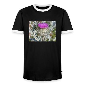 Scotch cotton thistle also woolly thistle - Men's Ringer Shirt - black/white - Front - AI Model Female 172 light (172cm) & AI Model Male 178 light (178cm)