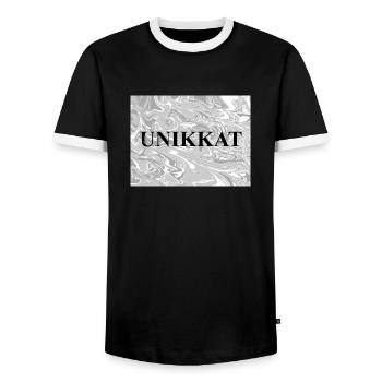 Unbenanntes Projekt 2 - Männer Kontrast-T-Shirt - Schwarz/Weiß - Vorne - AI Model Female 172 light (172cm) & AI Model Male 178 light (178cm)