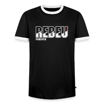 Rebeu forever 2023 - T-shirt contrasté Homme - noir/blanc - Devant - AI Model Female 172 light (172cm) & AI Model Male 178 light (178cm)