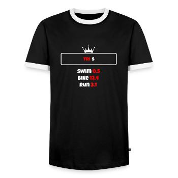 T shirt triathlon Distance S Noir - T-shirt contrasté Homme - noir/blanc - Devant - AI Model Female 172 light (172cm) & AI Model Male 178 light (178cm)