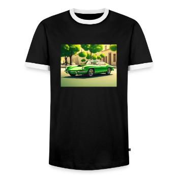 Sports car 80s green - Men's Ringer Shirt - black/white - Front - AI Model Female 172 light (172cm) & AI Model Male 178 light (178cm)