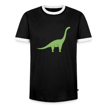 Brachiosaurus - Men's Ringer Shirt - black/white - Front - AI Model Female 172 light (172cm) & AI Model Male 178 light (178cm)