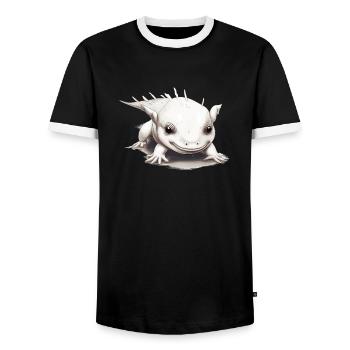 Little Baby Axolotl looks cute and cuddly - Men's Ringer Shirt - black/white - Front - AI Model Female 172 light (172cm) & AI Model Male 178 light (178cm)