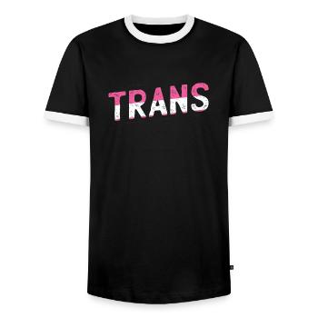 Trans - Men's Ringer Shirt - black/white - Front - AI Model Female 172 light (172cm) & AI Model Male 178 light (178cm)